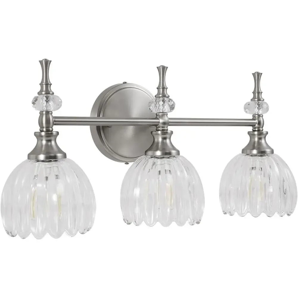 3-Light Brushed Nickel Bathroom Vanity Light Modern Transitional Wall Sconce